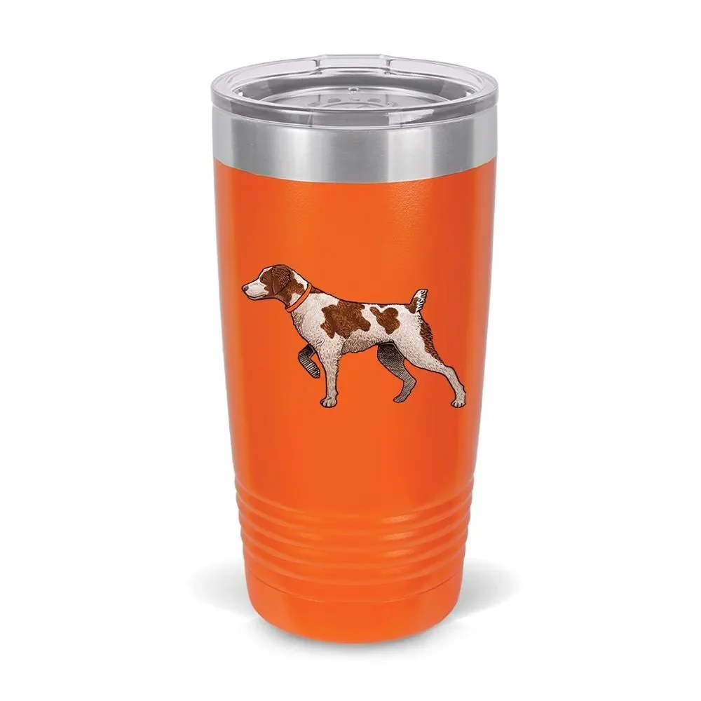 Orange Dog Tumbler with Silver Lid